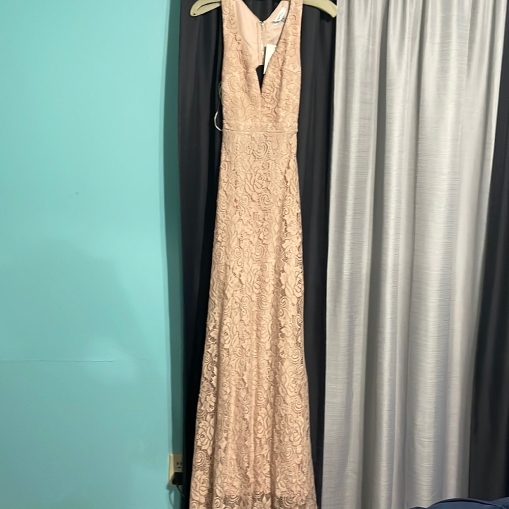 Blush pink formal dress. Open back